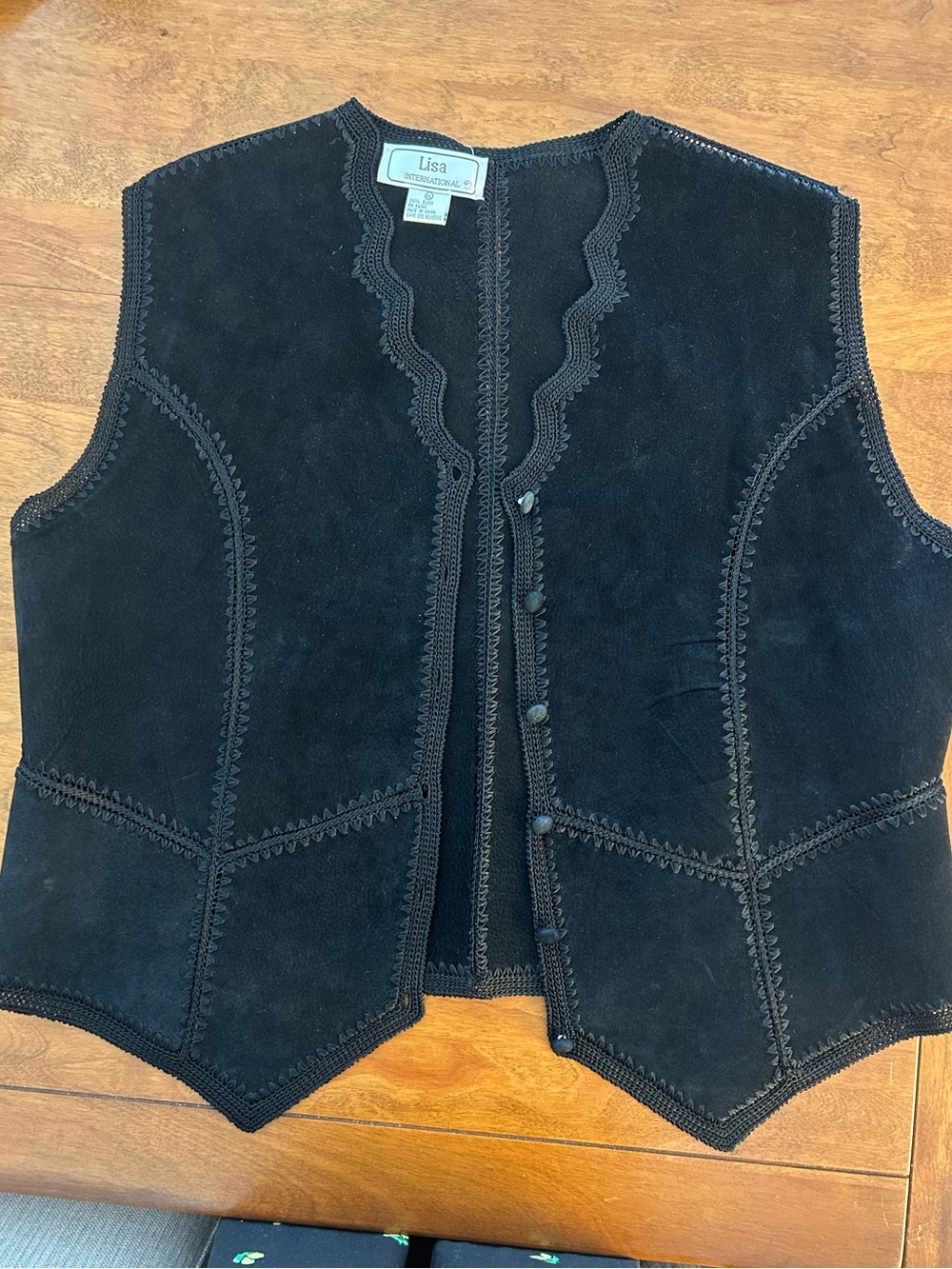 Vintage Black Suede Western/Country Style Vest XL